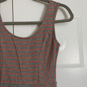 Gray Striped Skater Dress